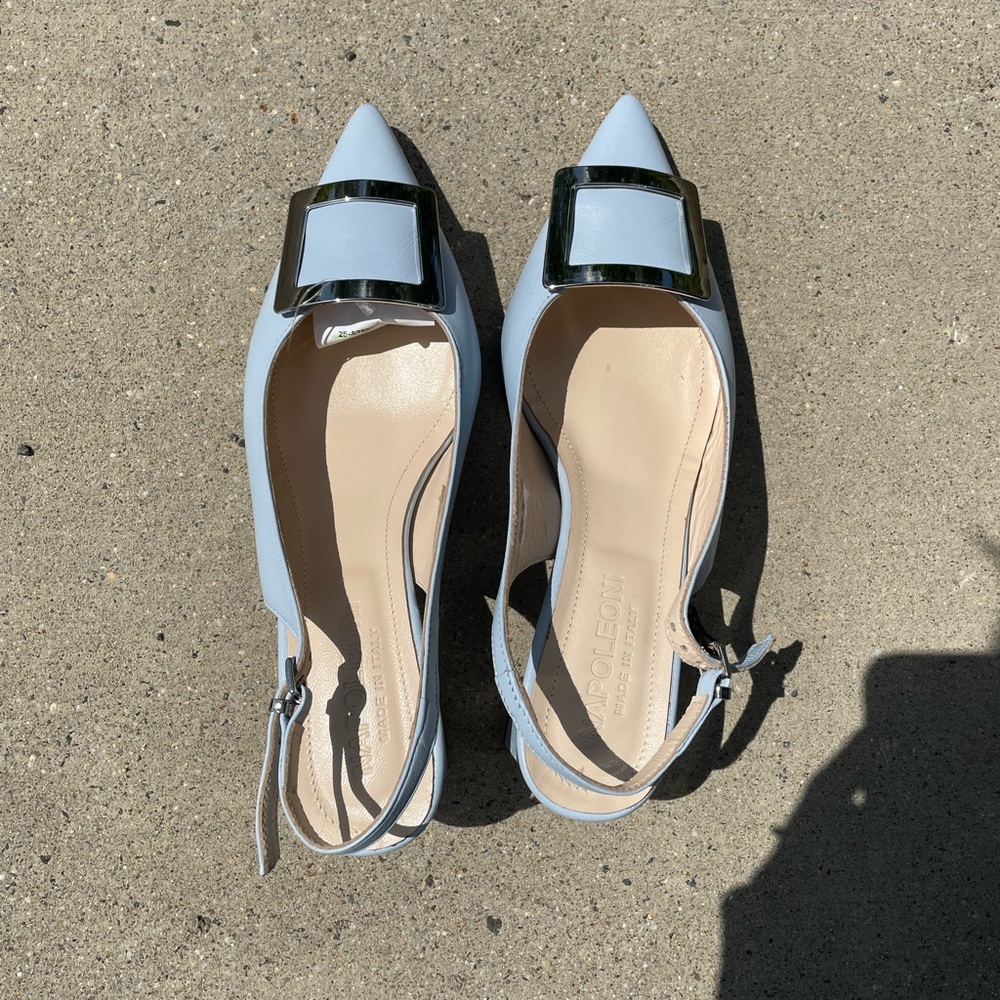 Napoleoni Sky blue shoes made in Italy low heel